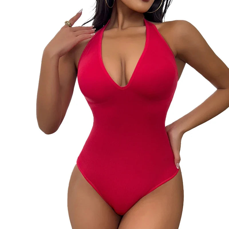 Slimming Underwear Bodysuits Tummy Reducing Waist Trainer Shapewear Sexy Deep V Halter Top Two Ways To Wear