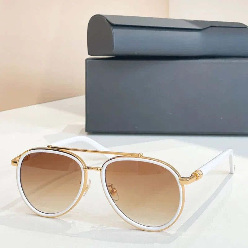 Big Oval Sunglasses for Men Women Double Bridges Alloy Acetate High Quality UV400 Classical Handmade Optical Glasses with Case