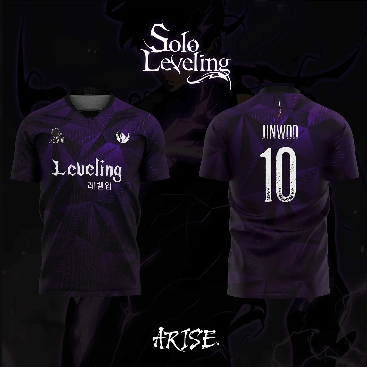 2026 Bandai Solo Leveling Anime SUNG JINWOO NO.10 3D Print Football Jersey for Men's Tshirt Summer Sports Casual Tees Kids Kids