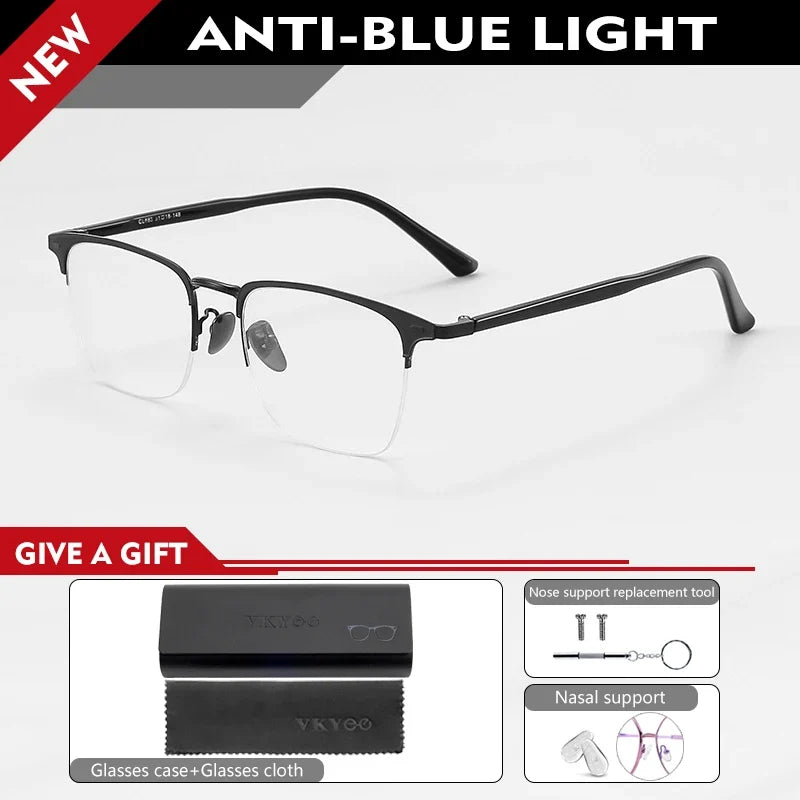 Classic Business Half Rim Eyeglasses Black Reading Glasses Men 888 Retro Anti-Blue Light Frames Customizable prescriptions