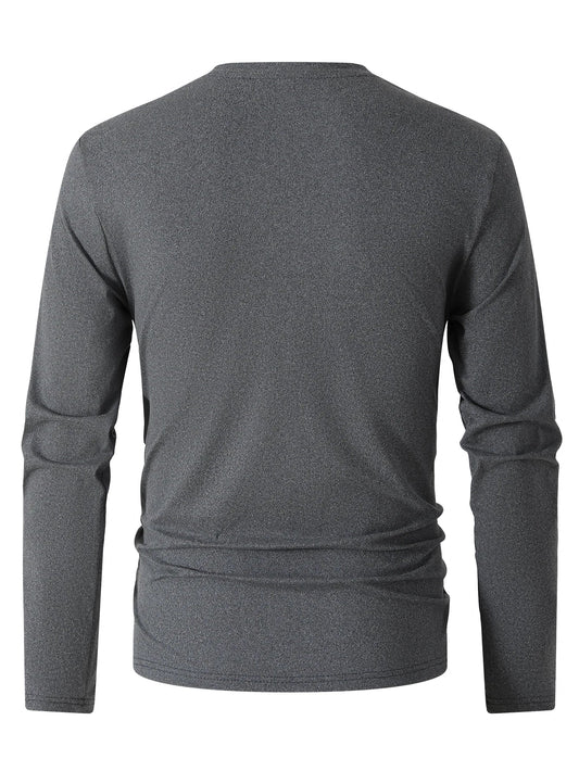 New Spring Autumn Style Everyday Wear Outdoor Sports Fashion Trendy Versatile Color Block V-neck Long Sleeve Men's Top