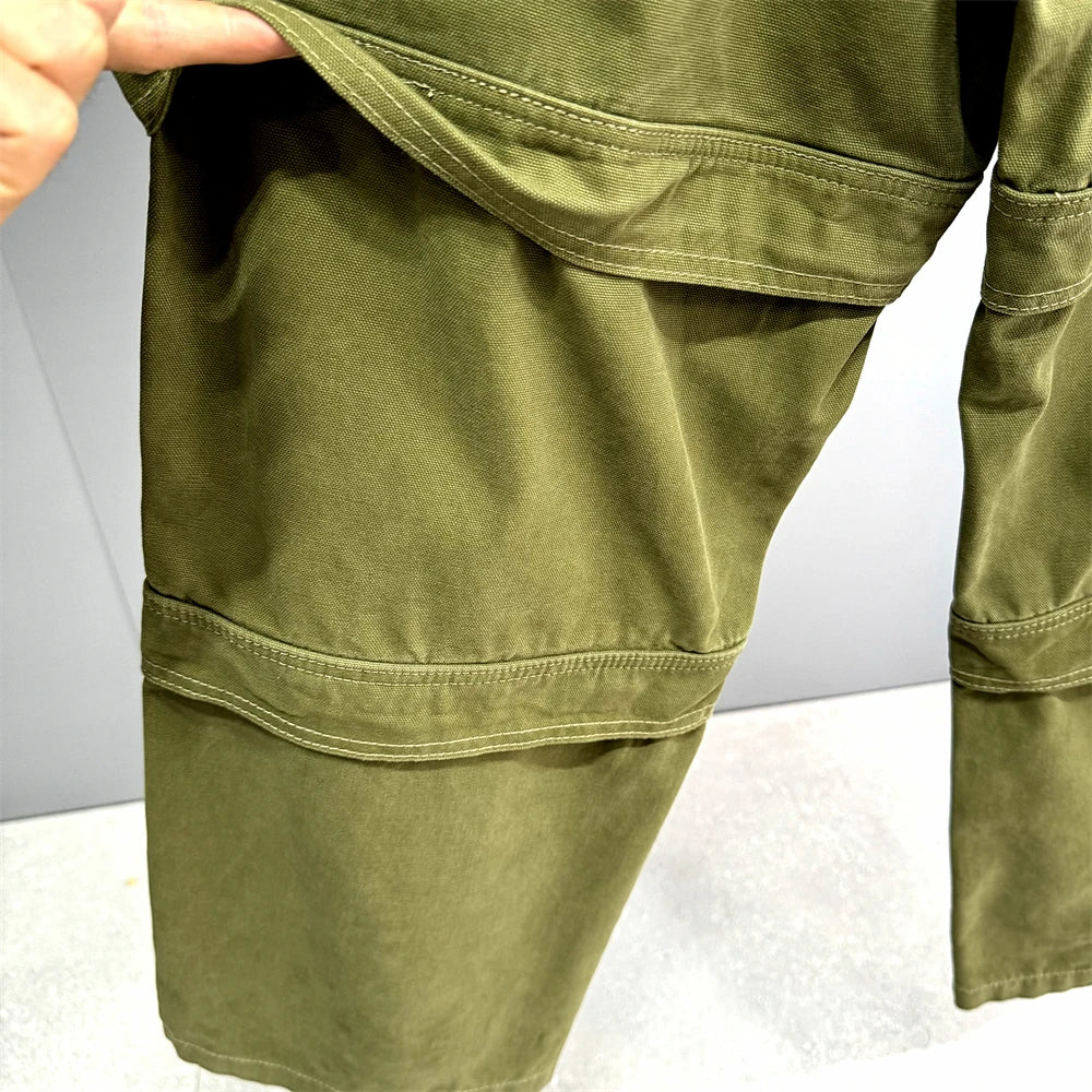 High Quality Army Green Cargo Pants Men American Vintage Hip Hop Plus Size Skateboard Pants Harajuku Casual Cotton Trousers Male