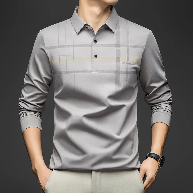 Polo T Shirt for Man 2026 Formal Business Slim Long Sleeve Tshirt Men Casual Loose Stripe Shirt for Man Designer Clothes
