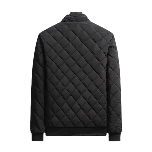 Autumn Winter Bomber Jacket Men Diamond Pattern Fleece Lined Casual Jacket Men Fashion Clothing 2023 Brand New Slim Fit Coat