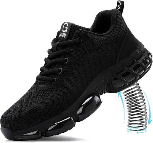 Steel Toe Work Shoes for Men Women Comfortable Lightweight Black Safety Construction Working Shoes Anti-Smash Anti-Puncture
