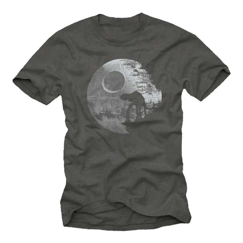 Vintage Star T-Shirt Black AT Shadow Print Tee Shirt Graphic T Shirts Retro Streetwear Crew-neck Short-sleeved Men's T-shirt