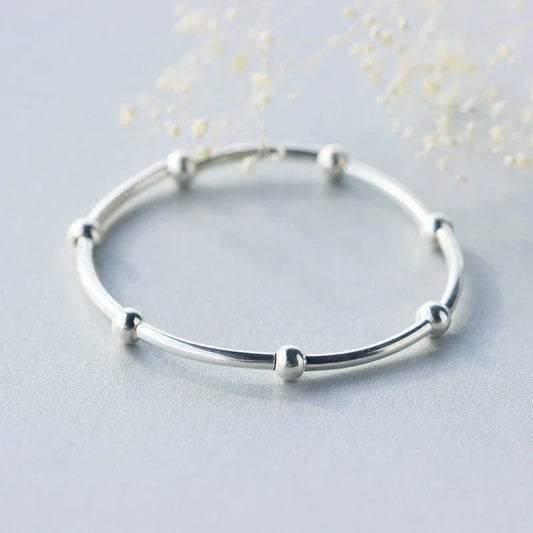 Perles en Argent Sterling 925 Mode pour Femme Bracelets Joncs Ajustables en Argent pour Femme Bijoux Fins en Argent Sterling