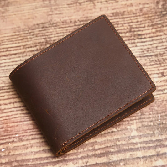 Portefeuille en cuir véritable pleine fleur, portefeuille vintage pour homme, élégant porte-cartes de visite, le cadeau parfait pour les hommes
