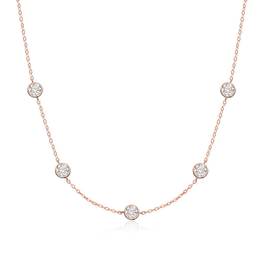 D VVS1 Moissanite Necklace for Women Sterling Silver with GRA Clavicle Chain Plated 18K White Gold Wedding Fine Jewelry