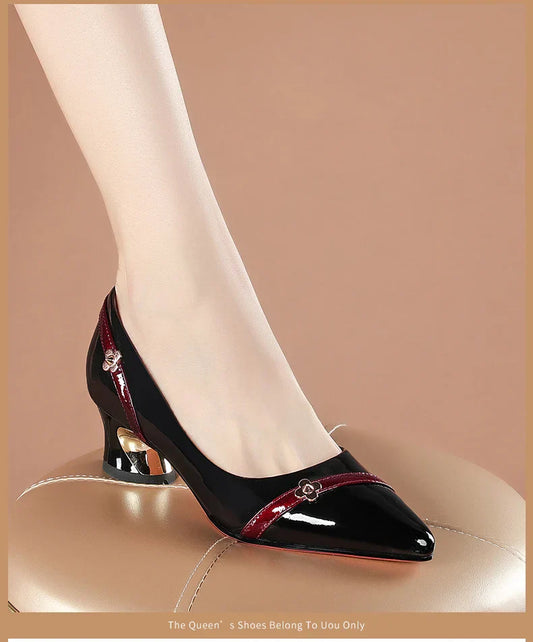 High Heels For Woman Mid Heel Thick Heel Versatile New Soft Sole Professional Shallow Mouth Comfortable Pointed Women'S Shoes