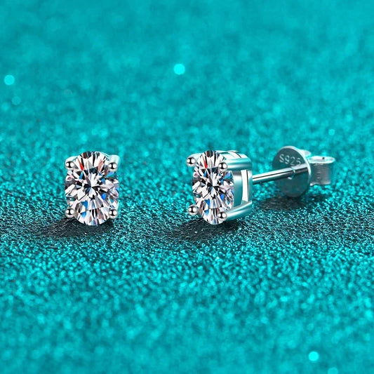 2 Carat Oval D Color Moissanite Stud Earrings For Women 925 Sterling Silver Sparkling Diamond Earring Wedding Jewelry