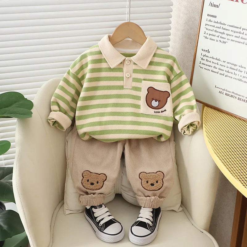 New Autumn Baby Clothes Set Children Boys Striped T-Shirt Pants 2Pcs/Sets Infant Girls Clothing Toddler Costume Kids Tracksuits