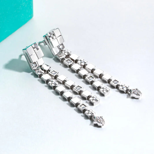 Moissanite Drop Earrings 925 Sterling Silver D Color Lab Created Diamond Multifunctional Dangle Earrings for Women