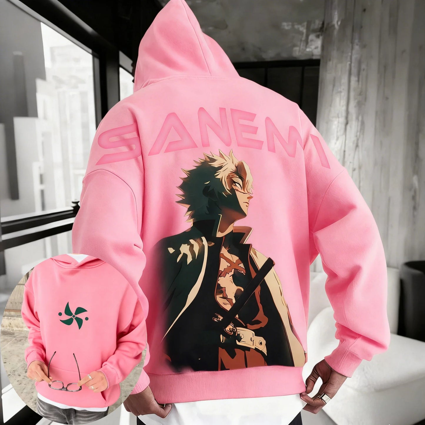 Demon Slayer: Kimetsu no Yaiba Men Hoodie Sweatshirt Sanemi Shinazugawa Anime Spring Autumn Boy Long-sleeved Parent-child Outfit