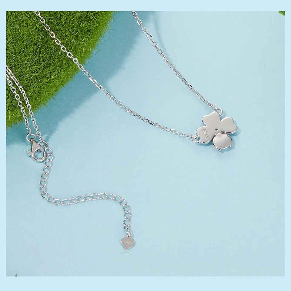 925 Sterling Silver Four-leaf Clover Ladybug Necklace for Women - Lucky Jewelry Gifts Fashion Birthday Graduation Gift