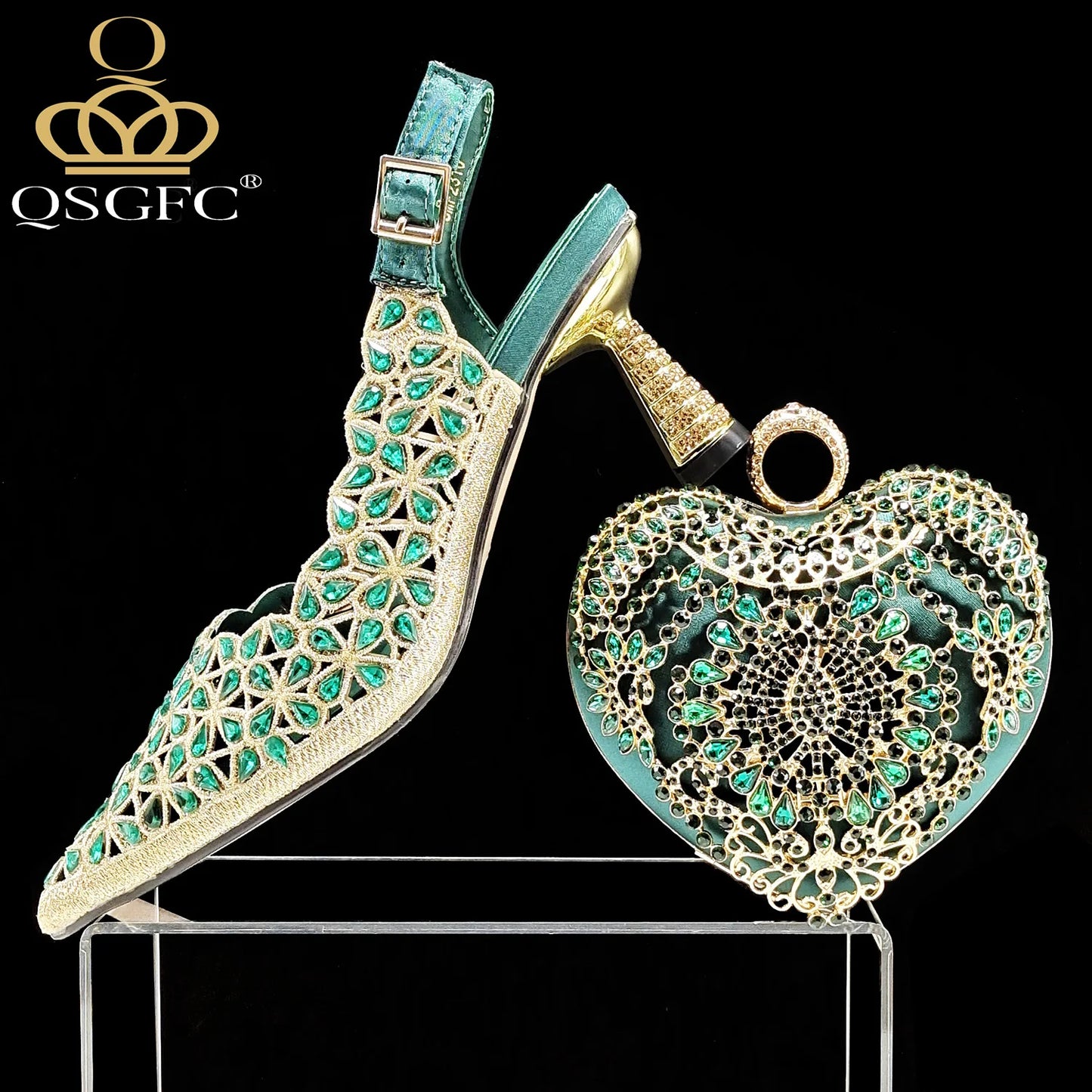 New Shoes and Bags Matching Set Nigerian Women Heel Party for Women Fuchsia Colour Italian Design Wedding INS Design