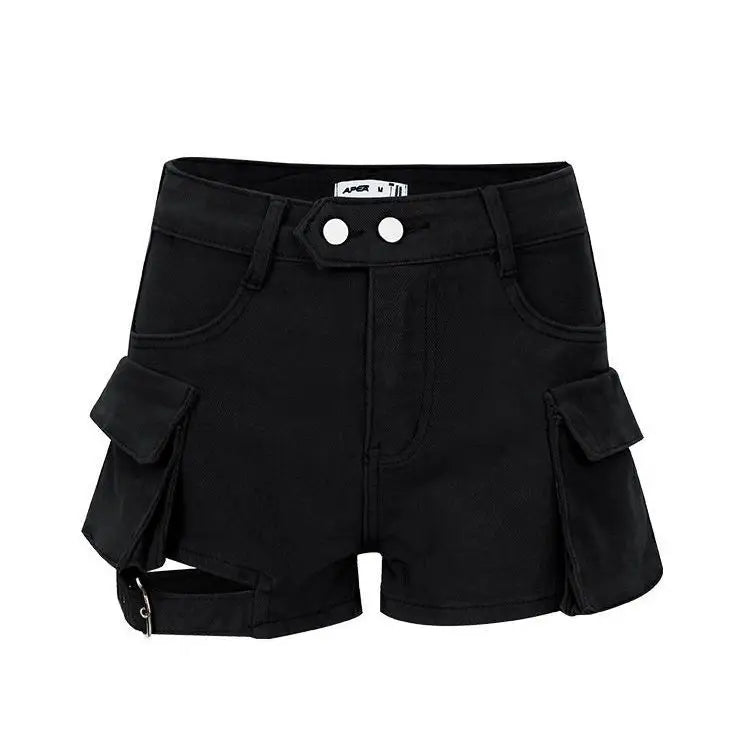 High Waisted Cargo Shorts Khaki Chic Pockets Jeans Shorts Sexy Girl Summer Clothes for Women Denim Shorts Harajuku