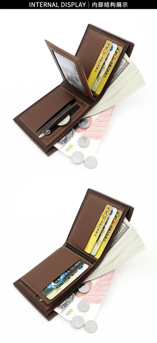 Portefeuille Homme Luxe Mince Court - Porte-Cartes en Cuir PU de Haute Qualité avec Porte-Monnaie, Petit Portefeuille Compact pour Homme pour Usage Quotidien