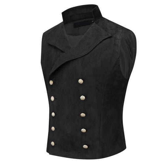 Men Vest Black Velvet Height Lapel Double Button Waistcoat For Wedding Banquet Business Office Casual Daily Work Men Suit Vest