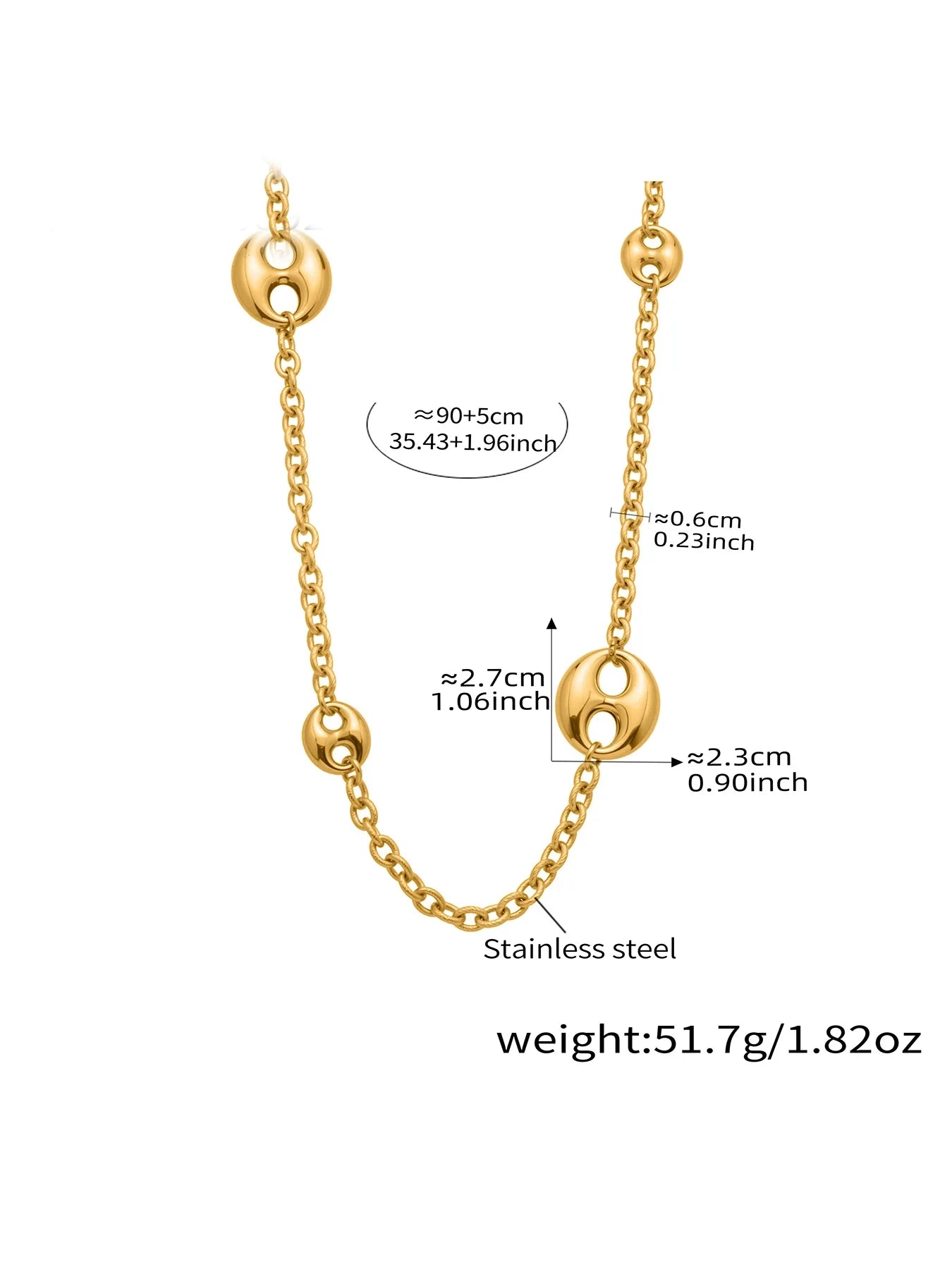 Nivora Chunky Pig Nose Ring Sweater Chain Necklaces for Women Stainless Steel 18K PVD Gold Plated Collar Choker Jewelry Gifts