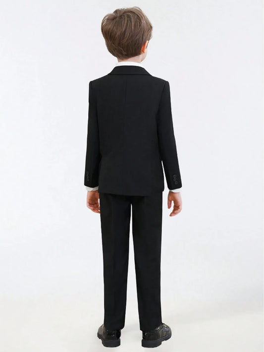 Back To School Season Tween Boy Two-piece Suit, Black Suit Pants Included