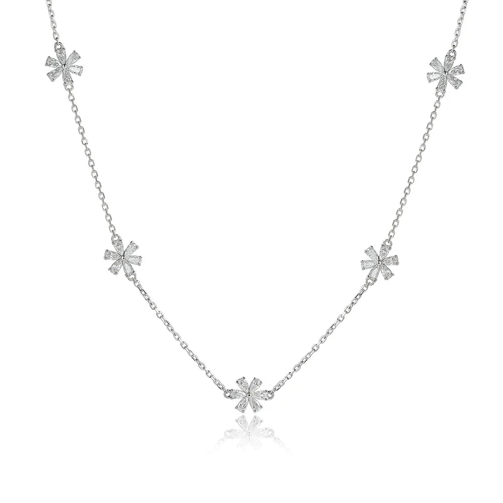 Pear Cut Flower Moissanite Necklaces for Women GRA Certified Lab Moissanite s925 Sterling Silver Chain Dainty Necklace