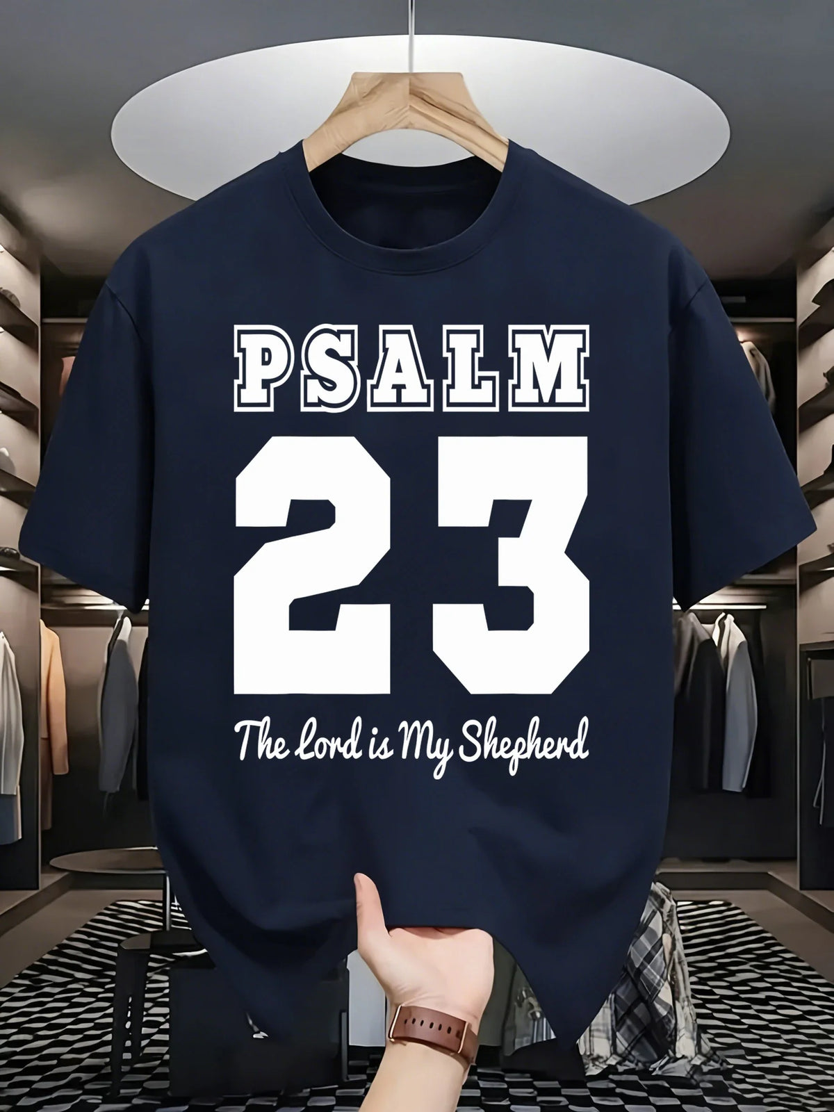 Psalm Number 23 Printing T-Shirt Men Cotton Crewneck T Shirts Summer Loose Basics Clothing Fashion Unisex Retro Short Sleeve