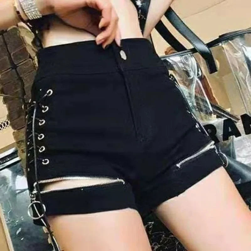 Youthful New In High Waist Wide Women's Denim Shorts Fashion Clothing 2025 Low Price Trend Design Kpop Female Short Jeans Pants