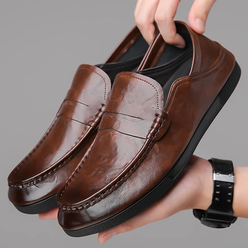 Genuine Leather Men Loafers Comfortable Mens Casual Shoes Luxury Brand Man Formal Dress Shoes Breathable Slip on Boat Shoes