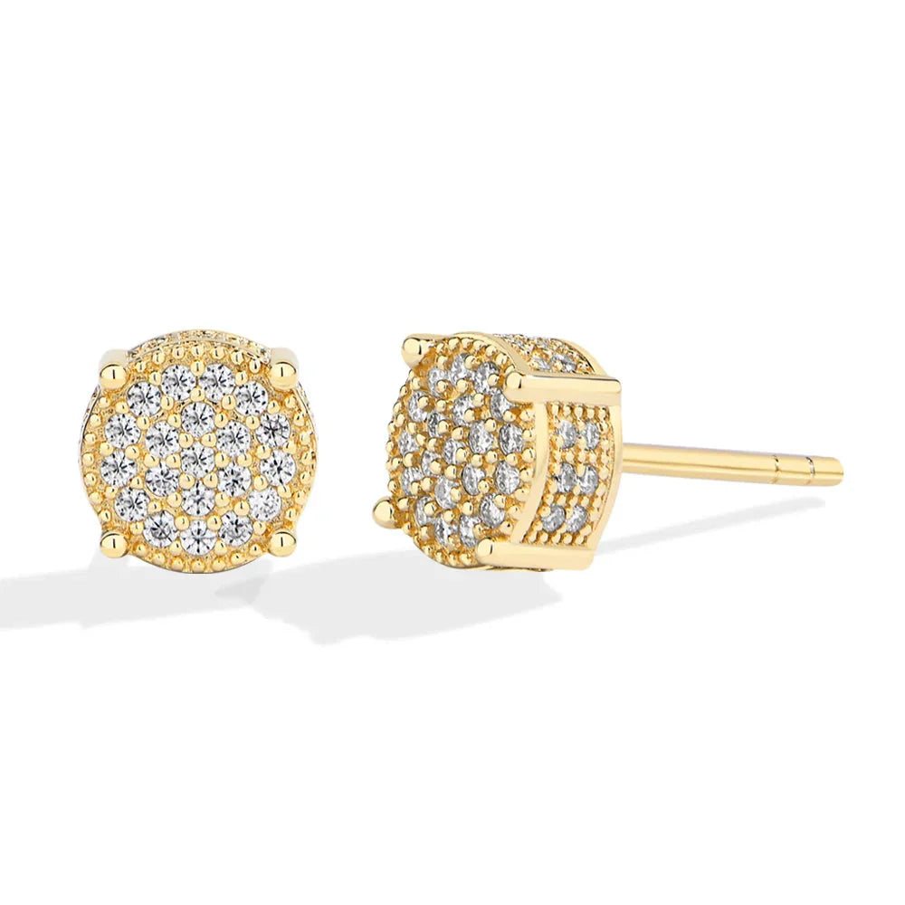 D VVS1 Round Full Moissanite Earrings for Women Men 925 Sterling Silver 18k Gold Shiny Hiphop Studs Party Gift Jewelry