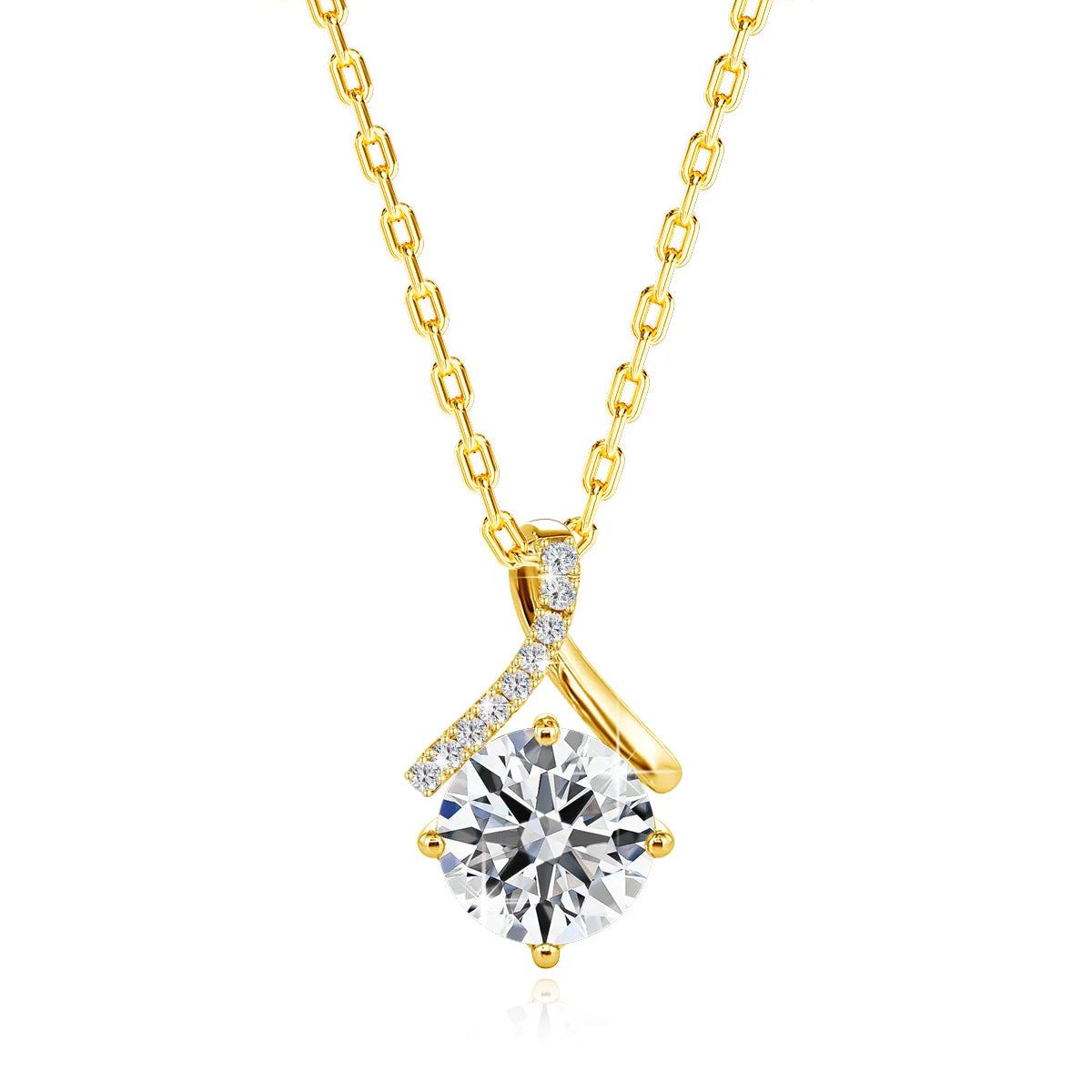 14K Gold Twist Round Cut Moissanite Pendant Necklace GRA Certified Classic Jewelry for Women Engagement Wedding Gifts Wholesale