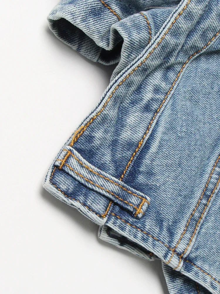 Denim Solid Shorts Skirts For Women High Waist Patchwork Irregular Hem Streetwear Short Pants Female Clothing 2022