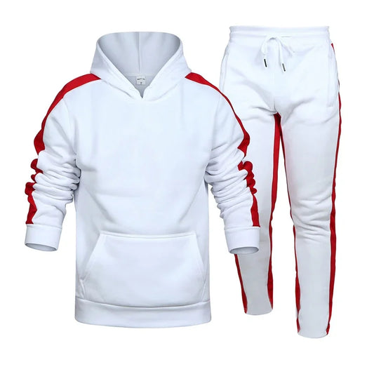 Autumn and Winter Jogging Suits for Men Striped Hoodie+Pants Casual Tracksuit Male Sportswear Gym Casual Clothing Sweat Suit New