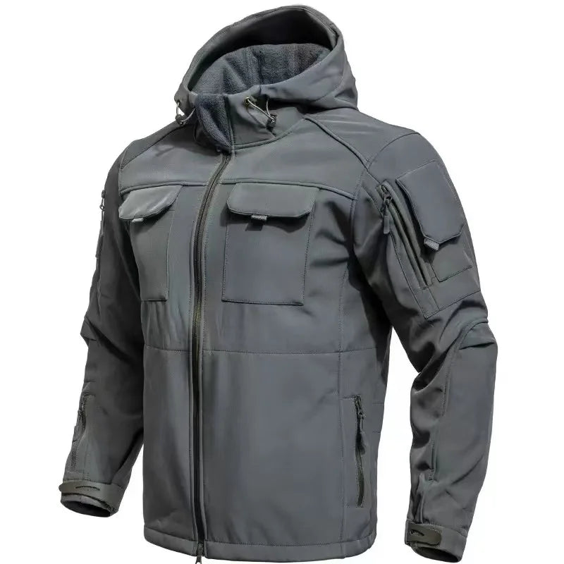 Men's Winter Tactical Military Jackets Hood Waterproof Hiking Camping Sport Fleece Coat Climbing Softshell Trekking Outdoor Wear