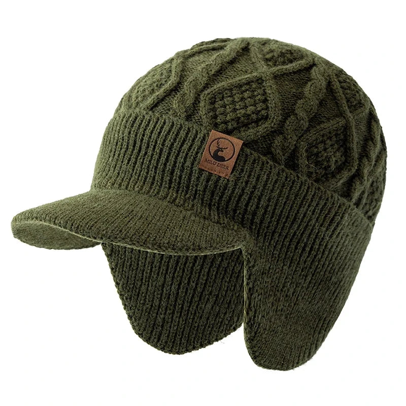 New Unisex Winter Hat Plush Fur Lined Warm Earflap Cap Stylish Soft Beanie Hat Outdoor Thick Ski Sports Knitted Hat