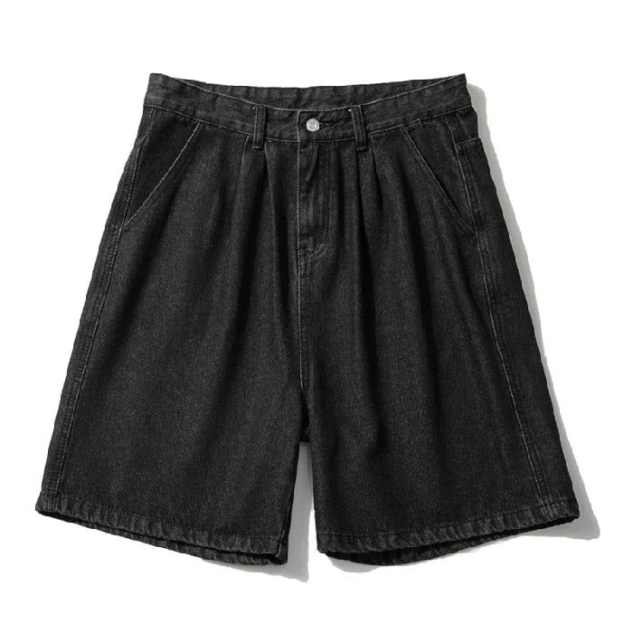 Wide Baggy Denim Shorts Men Summer Thin Solid Color Casual Loose Knee-length Pants Male Jeans Shorts Streetwear