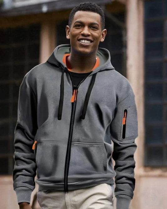Casual top men's 2024 autumn and winter sportswear solid color men's top - fashionable sports solid color hoodie