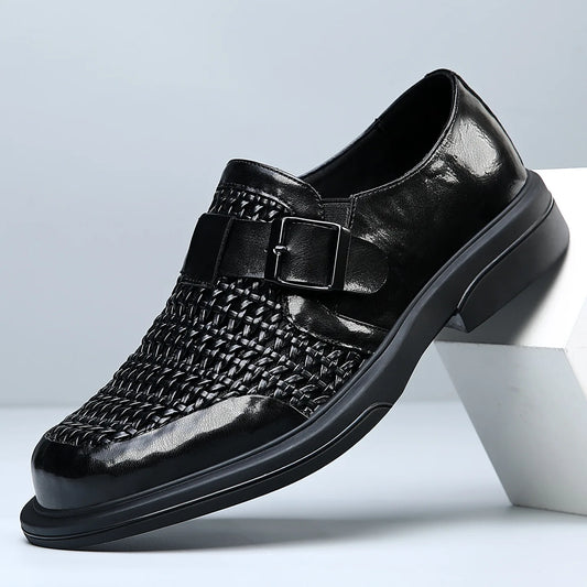 Breathable Hallow Business Leather Shoes for Men Buckle Designer Black Fashion Casual Shoe Male Summer British Elegant Shoes Man