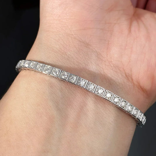Bracelet Moissanite 2,5 MM Couleur D VVS1 Peut Passer le Test Diamant Argent S925 pour Femme Homme Mariage Fête Bijoux Fins