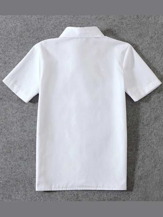 4pcs/set Boys' short Suit Set With short Shirt , short Pants Tie And Straps School Uniforms