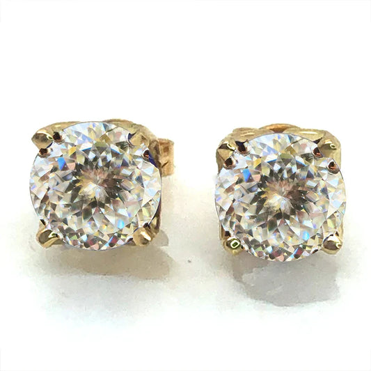 100% S925 silvery Portuguese cut D moissanite screw back 4 prong stud earring for women golden plated yellow golden plated GRA