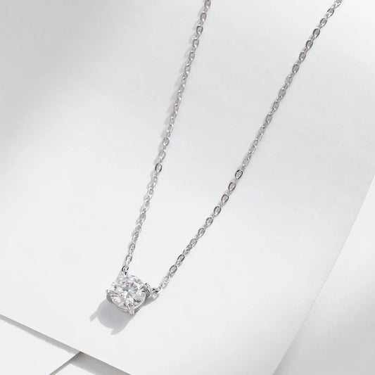 Moissanite Pendant Necklace D Color 0.8CT Lab Diamond For Women Wedding Engagement 925 Sterling Silver Fine Jewelry Gift