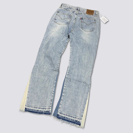 Denim Bell-bottoms Washed And Worn Patchwork Jeans