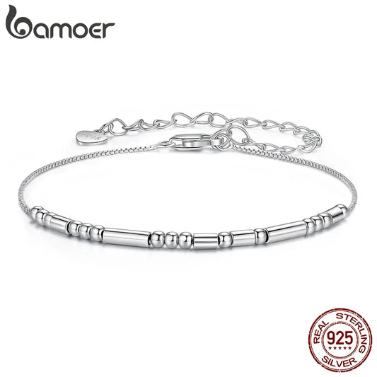 BAMOER Bracelet en argent sterling 925 « Je t'aime » code Morse perles vintage chaîne de poignet pour femmes filles, cadeau d'amour léger