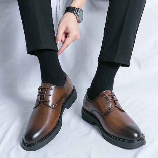 Trend Lace Up Shoes Wedding Dress Footwear Leisure Walk Office Flats New Business Formal Mens Oxford Shoes Leather Casual Shoes