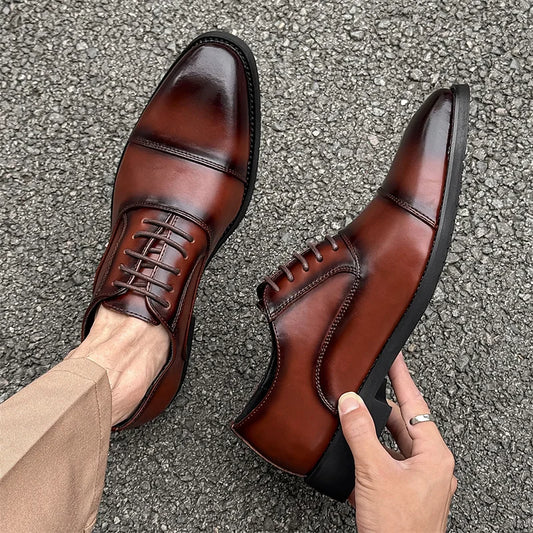 High Quality Height Increase Oxford Dress Shoes Men Genuine Cow Leather Suit Shoes Lift Brogues Wedding Formal Elevator Shoes