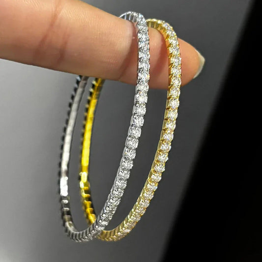 Bracelet de tennis élastique en moissanite D incolore 2,5 mm 3 mm pour femmes, en argent 925, passe le test du diamant, bracelets à maillons manuels