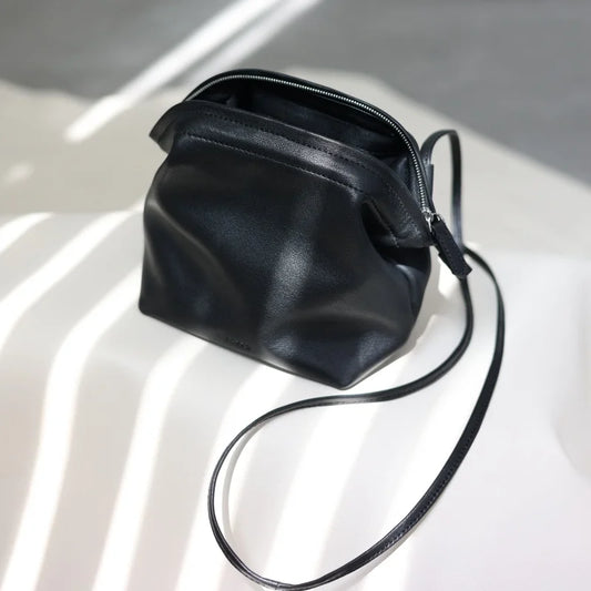 Women's Real Leather Crossbody Bags Luxury Designer Soft Black Shoulder Bag Cowhide Small Size Versatile Fashion Purses