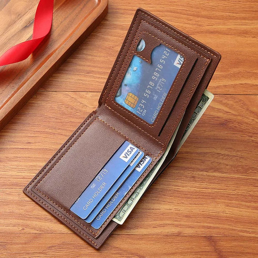Portefeuille Homme Noir Porte-Monnaie Homme D'Affaires Porte-Cartes d'Identité en Cuir PU Multi-Fentes Décontracté Grande Capacité Sacs à Monnaie Dollars