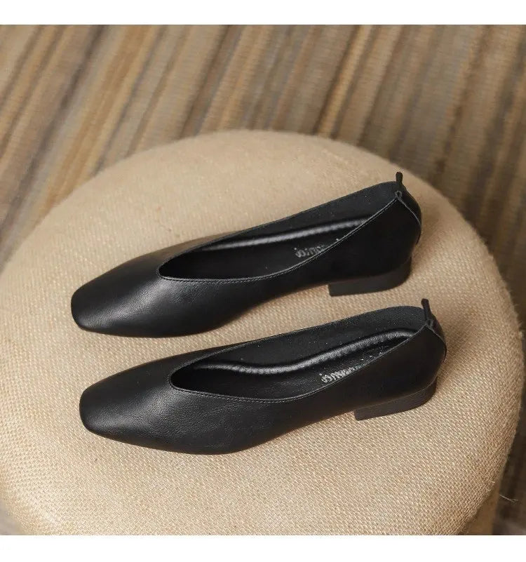 New Women's Square Toe Shoes for Spring/Autumn - Shallow Cut Low Heels, Home Style Versatile Flat Casual Women's Shoes